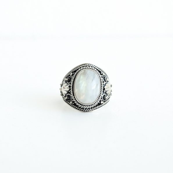 Rainbow Moonstone Princess handcrafted sterling silver ring