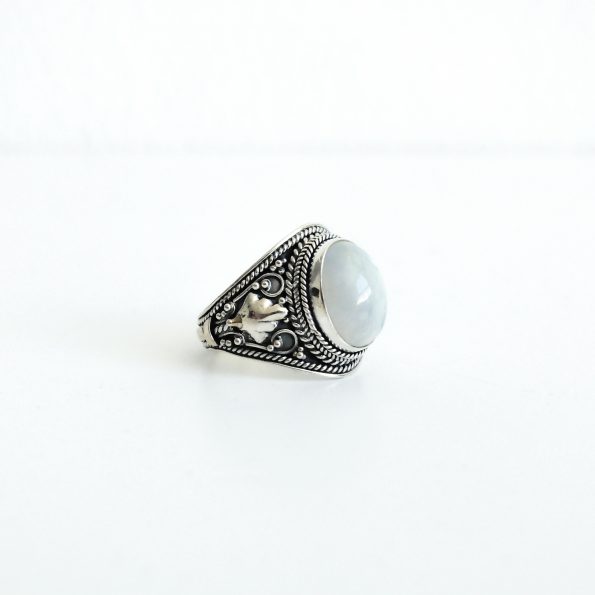 Rainbow Moonstone Princess handcrafted sterling silver ring