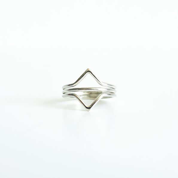 edgy double ava sterling silver ring