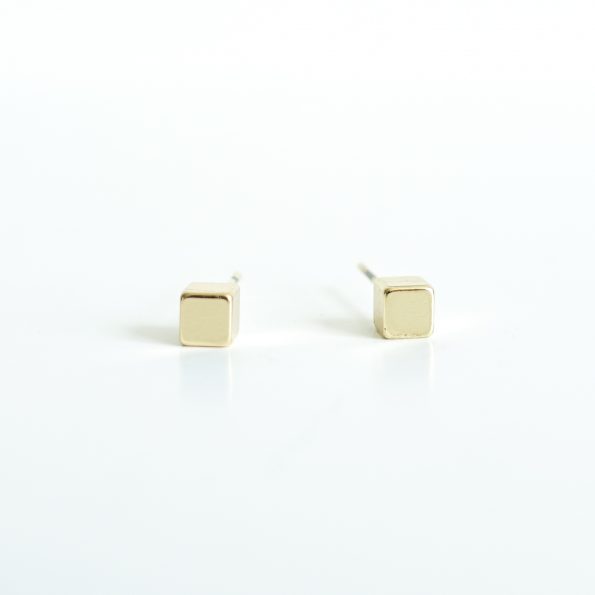 cubes gold plated ear studs jewelry