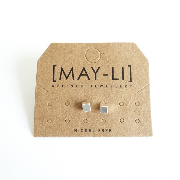 cubes silver ear studs jewelry plated