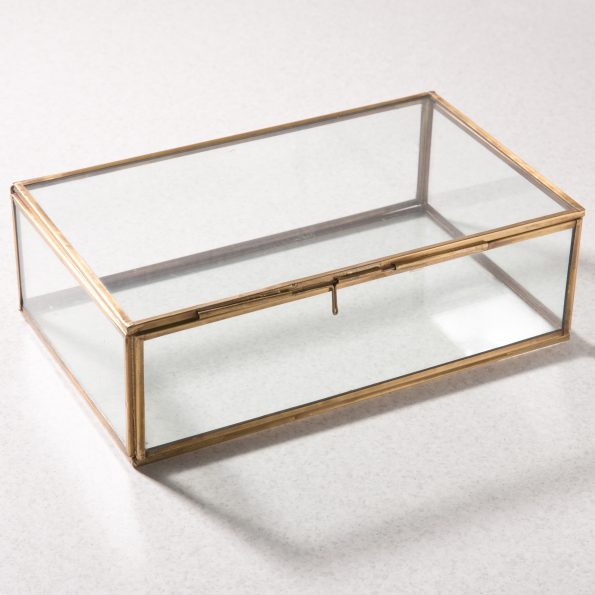 Jewelry glass box brass medium display