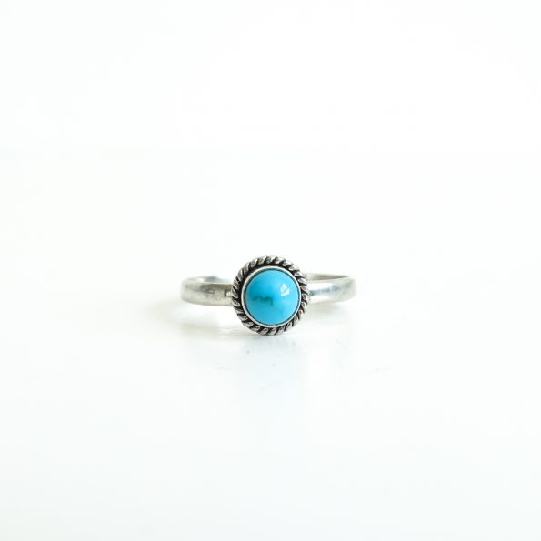 Turquoise round detail gemstone blue green silver