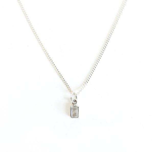 Rainbow moonstone rectangle necklace