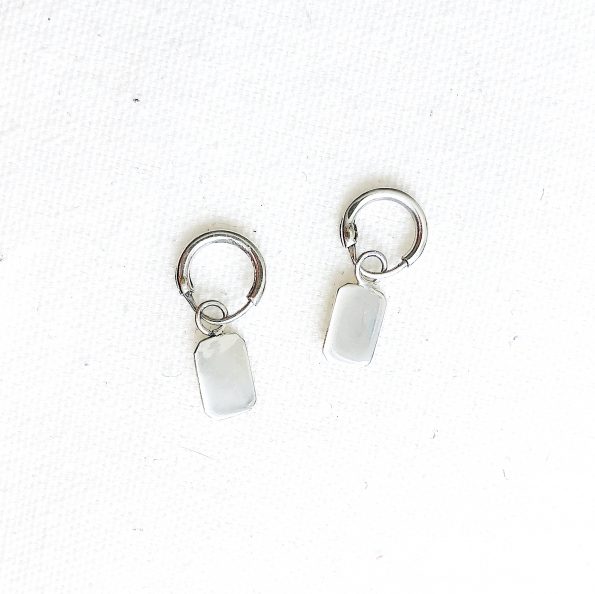 earring silver rectangle