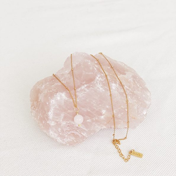 rose quartz raw gemstone initial necklace