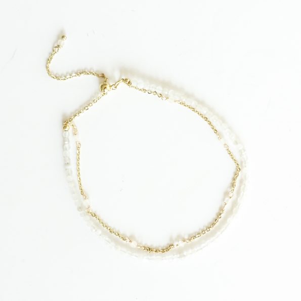 dainty gold rainbow moonstone bracelet