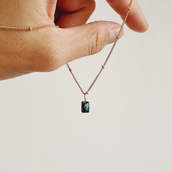 turquoise green gemstone goldplated