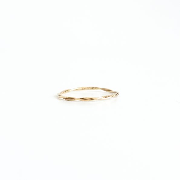 Long twist gold sterling silver ring 18k