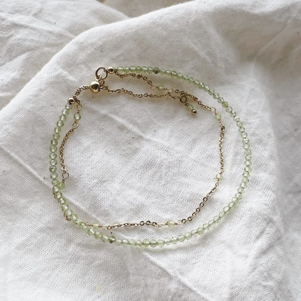 dainty bracelet peridot gold plated