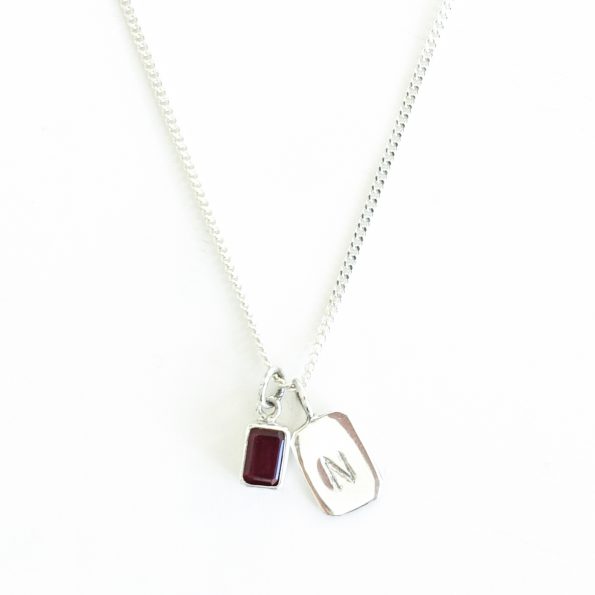 garnet gold plated sterling silver birthstone necklace initial