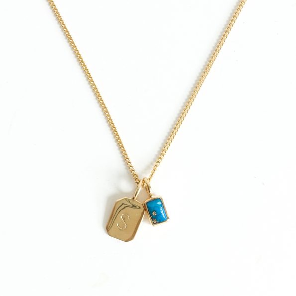 turquoise gold plated sterling silver birthstone necklace initial