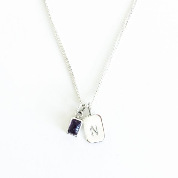 amethyst gold plated sterling silver birthstone necklace initial