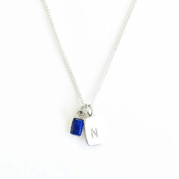 lapis lazuli gold plated sterling silver birthstone necklace initial