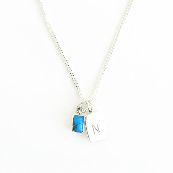 turquoise gold plated sterling silver birthstone necklace initial