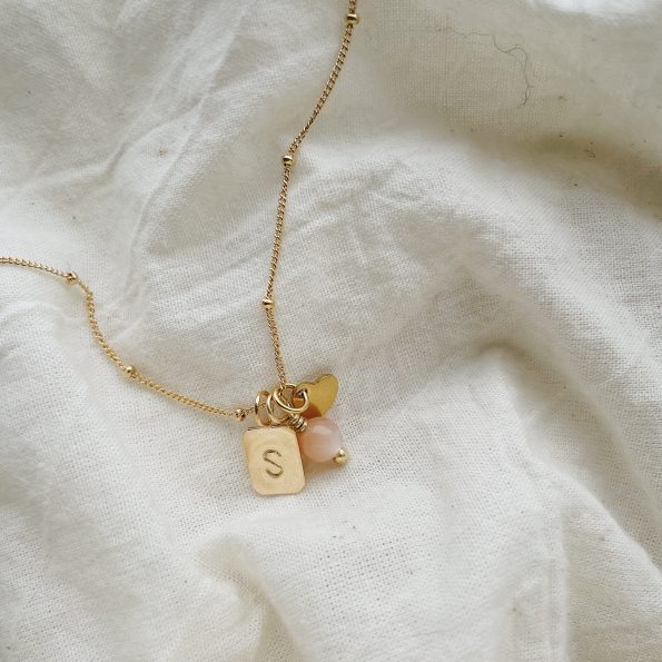 peach heart necklace